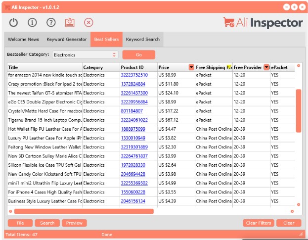 ali express best selling products per category
