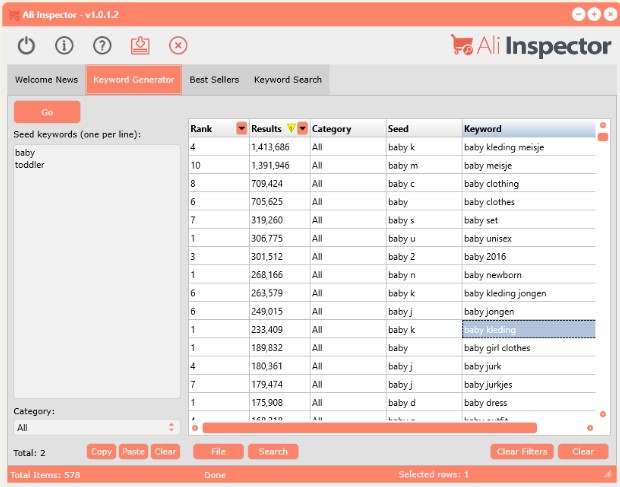 ali inspector keyword generator tool