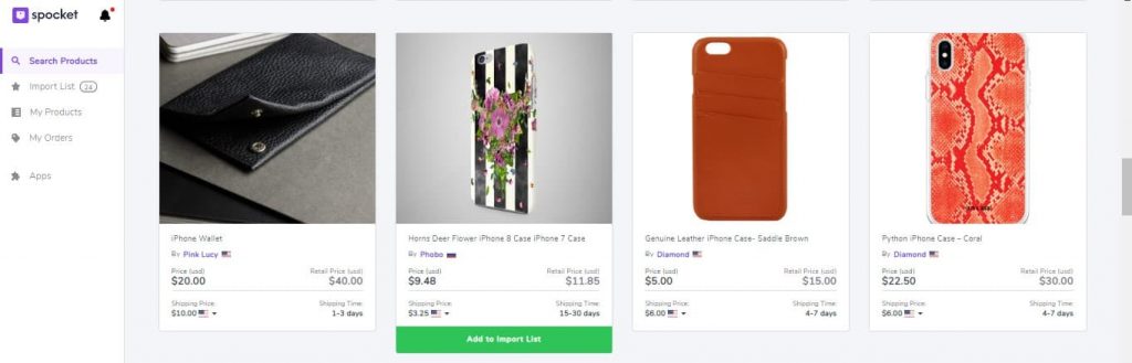 importing products from spocket