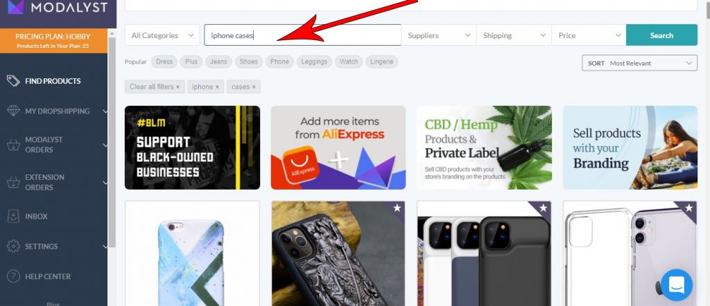 search for products